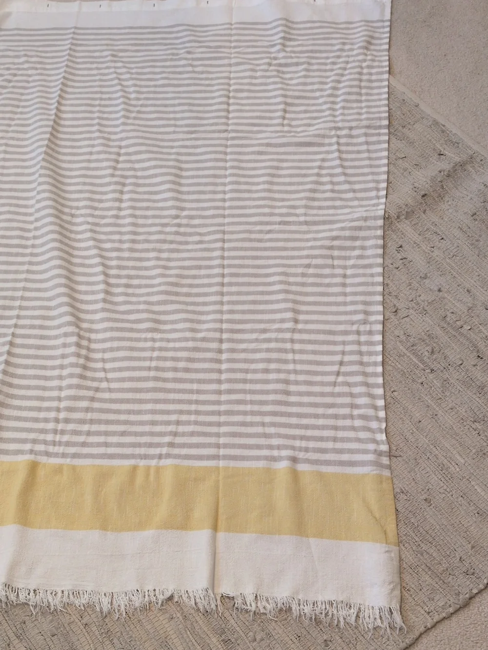 Striped Shower Curtain with Soft Yellow Border
